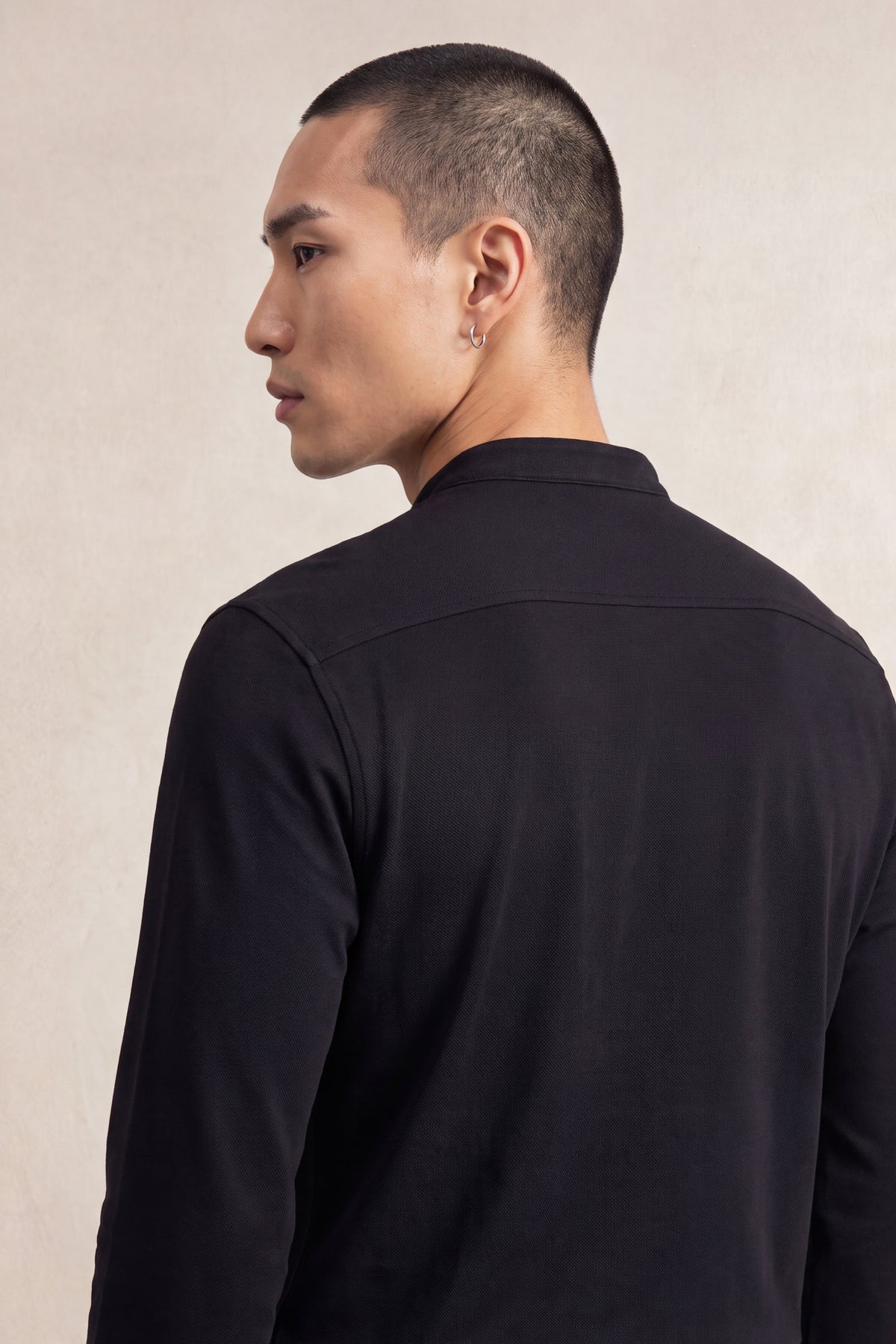 Camisa casual hombre cuello mao hombre negro Ranger