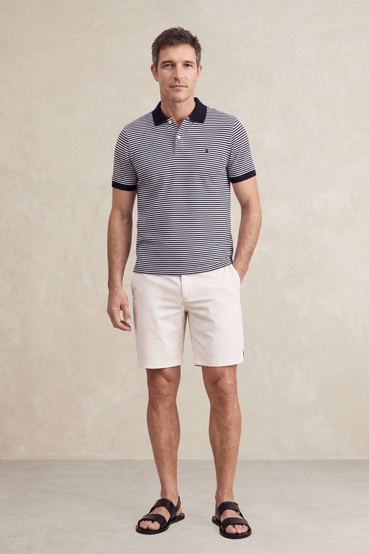 Polo manga corta hombre estampado rayas azul oscuro Ranger