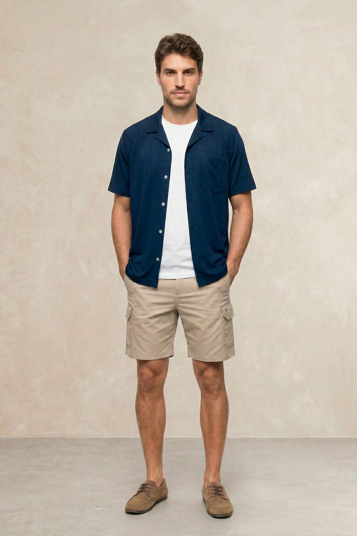 Bermuda cargo hombre beige
