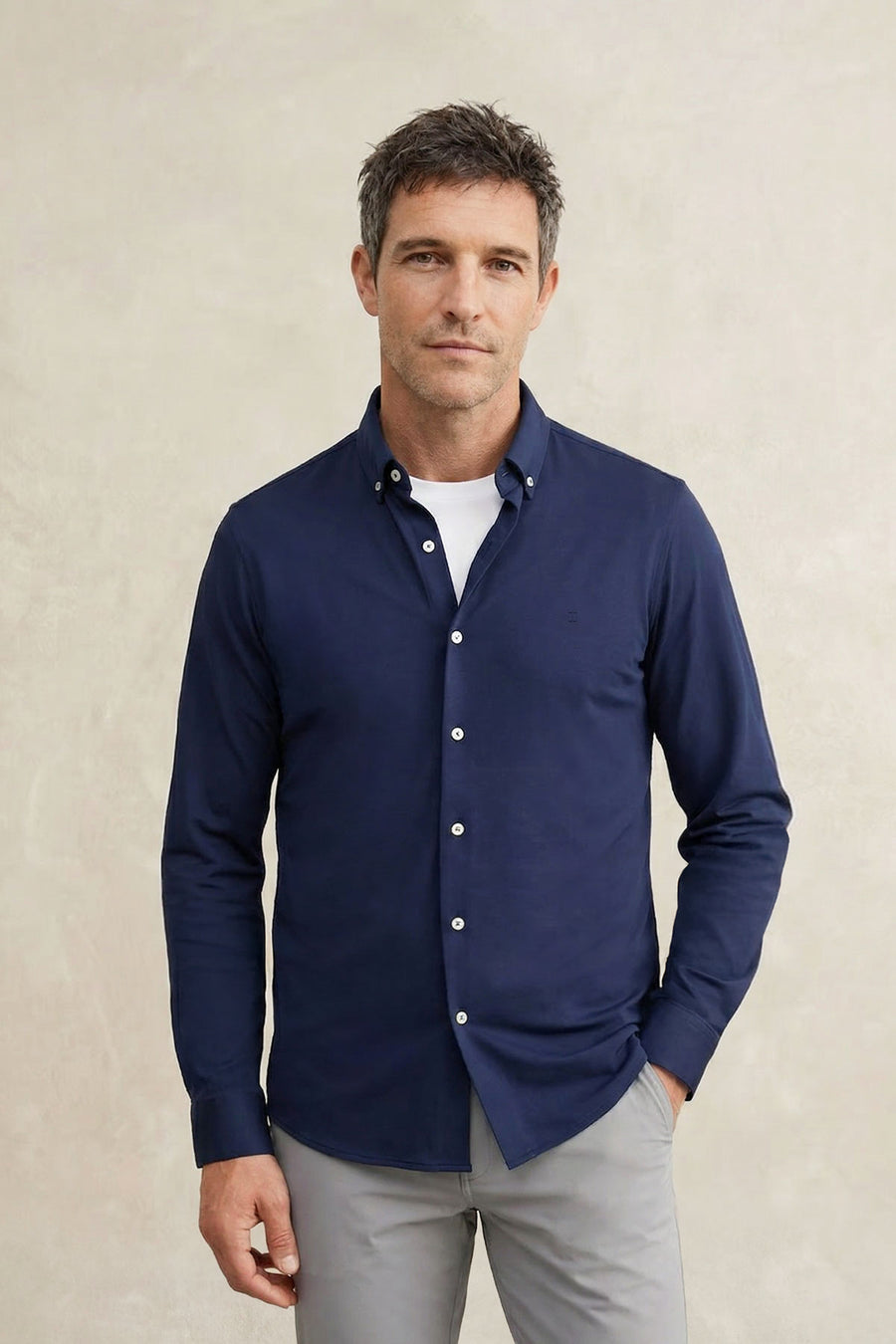 Camisa casual para homem azul marinho regular