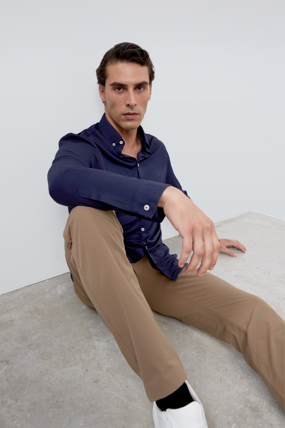 Camisa casual hombre azul marino regular cuerpo entero 
