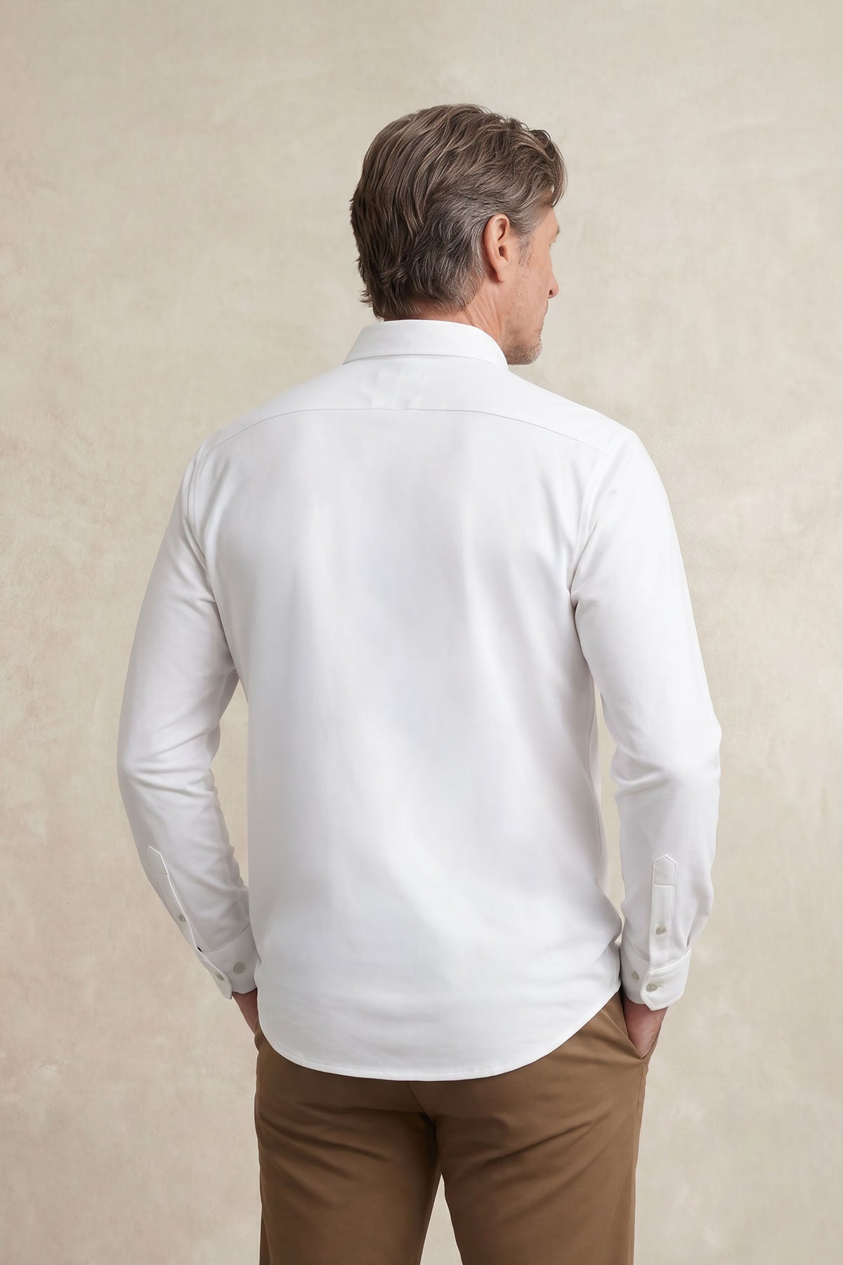Camisa casual hombre blanco regular