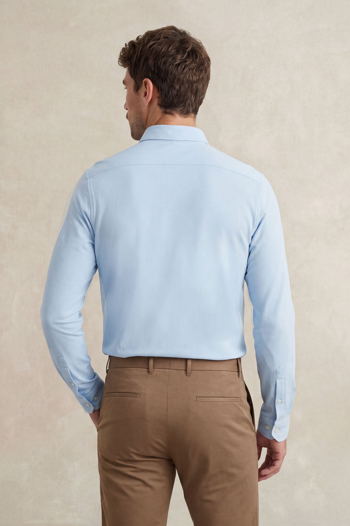 Camisa casual hombre azul claro regular