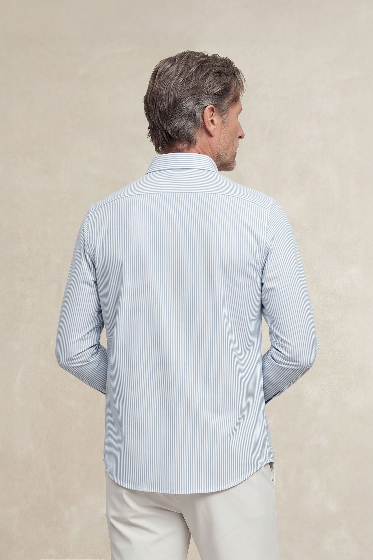 Camisa casual para homem com estampa listrada azul regular