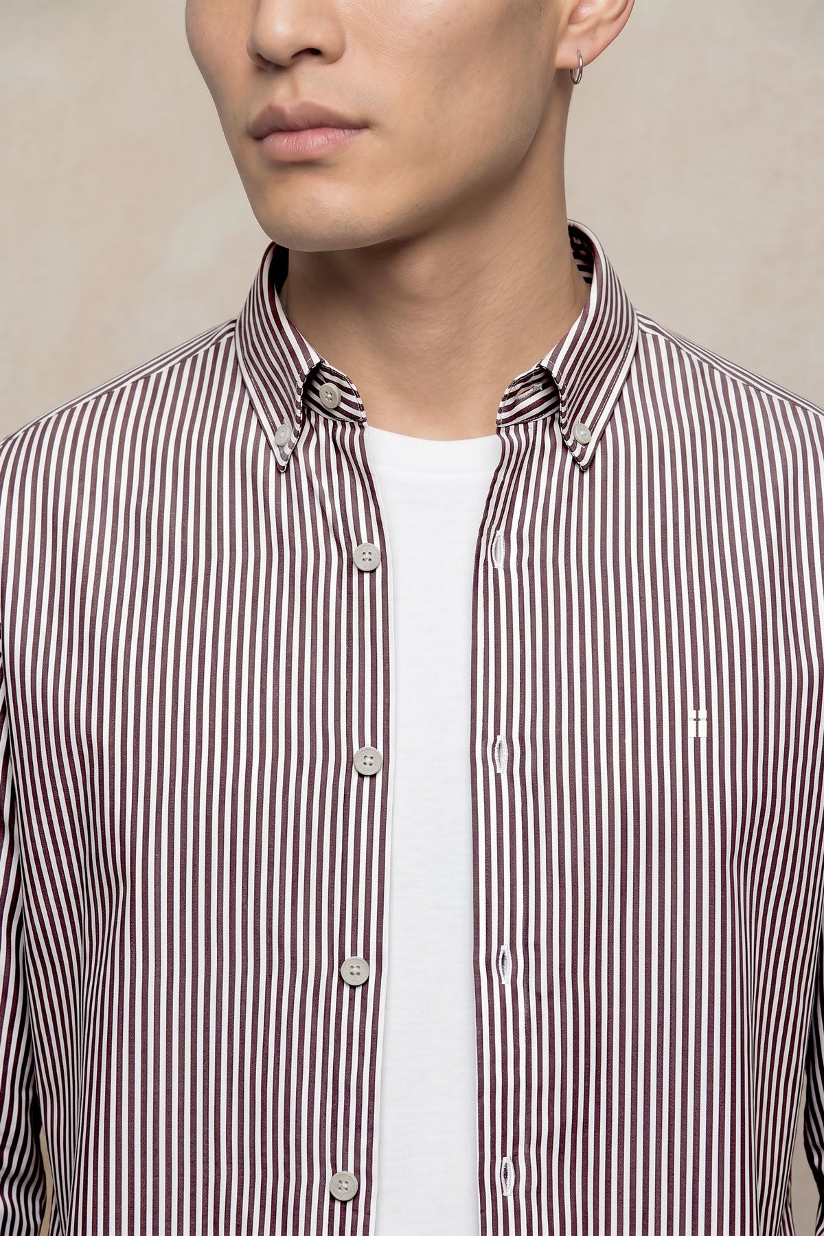 Camisa casual hombre estampado rayas morado regular