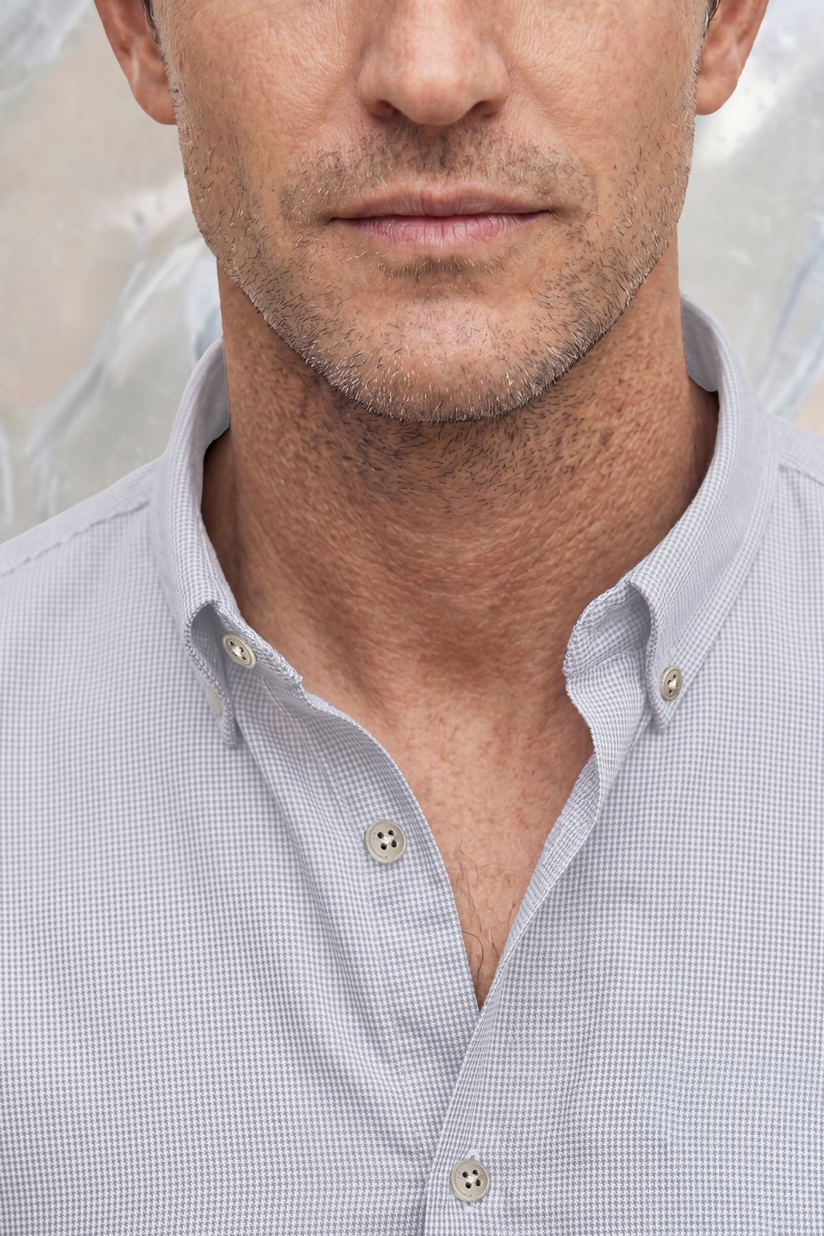 Camisa casual hombre estampado cuadros azul claro regular Ice