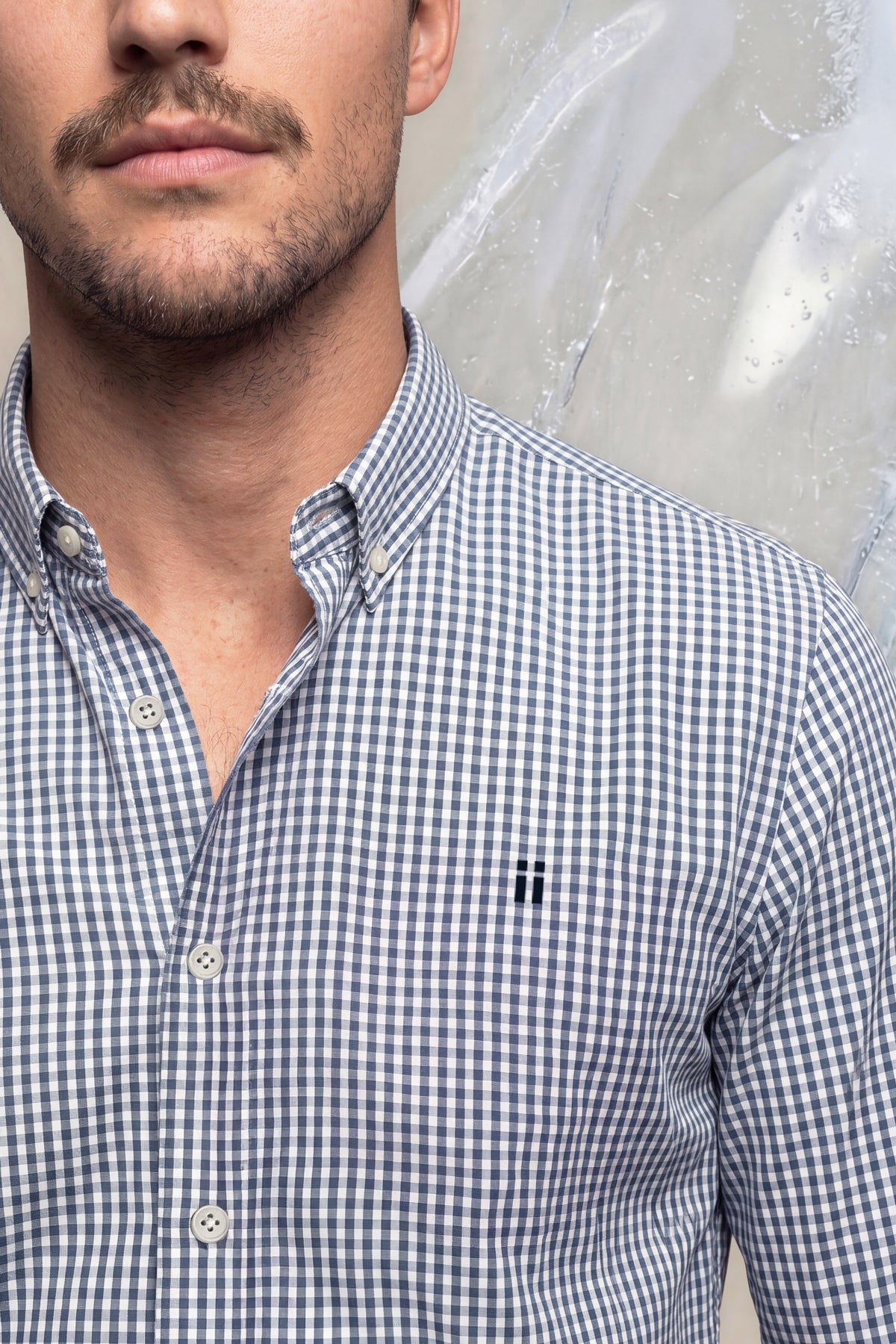 Camisa casual hombre estampado vichy azul Ice