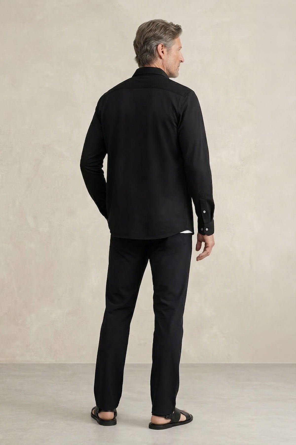 Camisa casual masculina preta normal