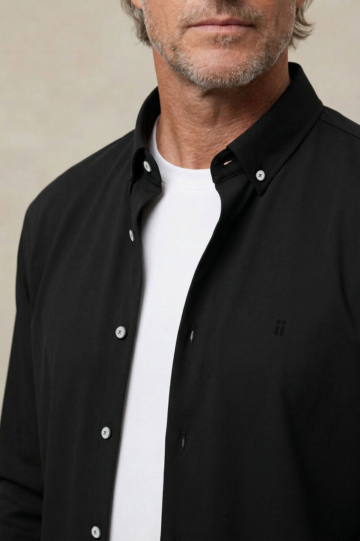 Camisa casual hombre negro regular