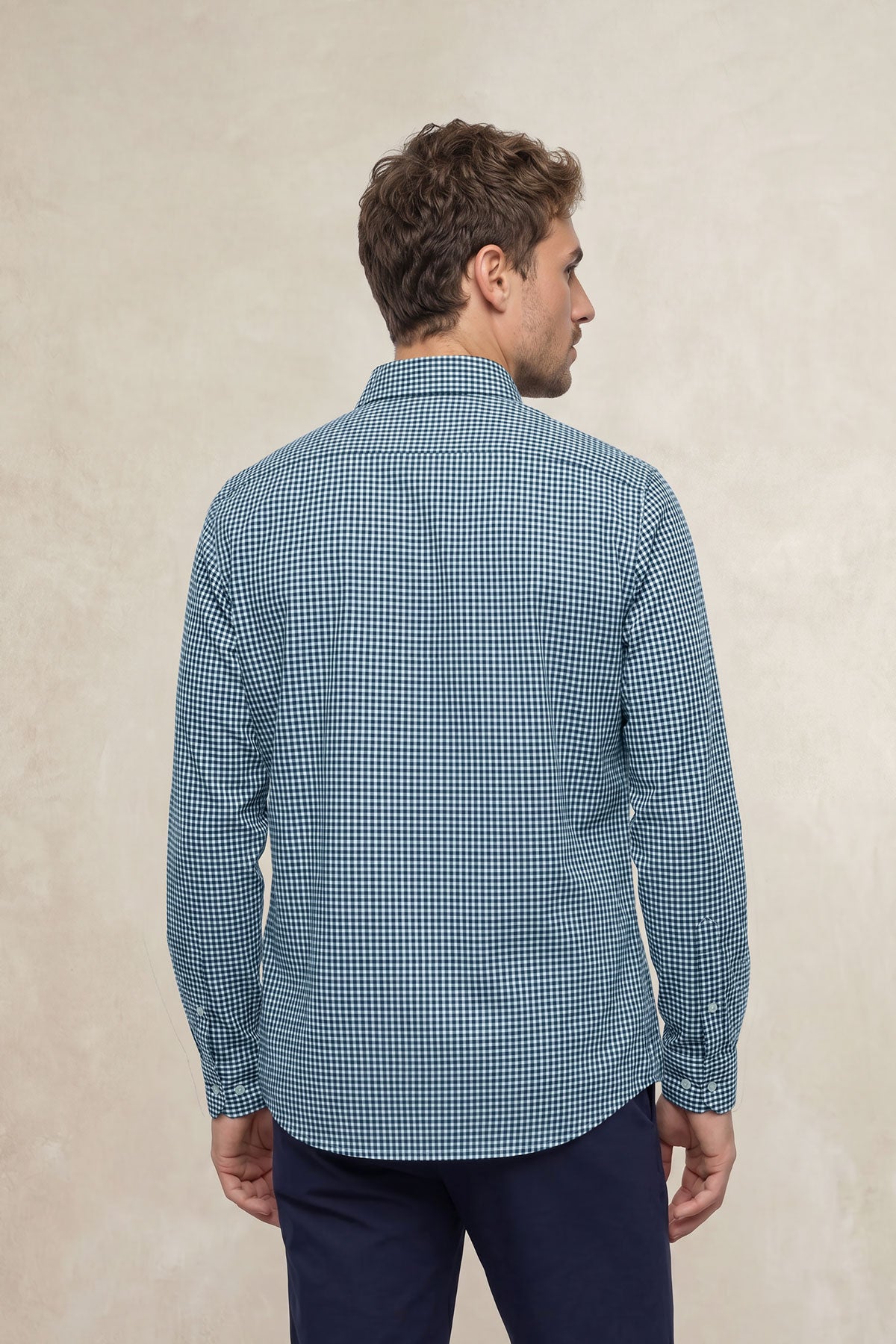 Camisa casual hombre vichy azul tormenta regular