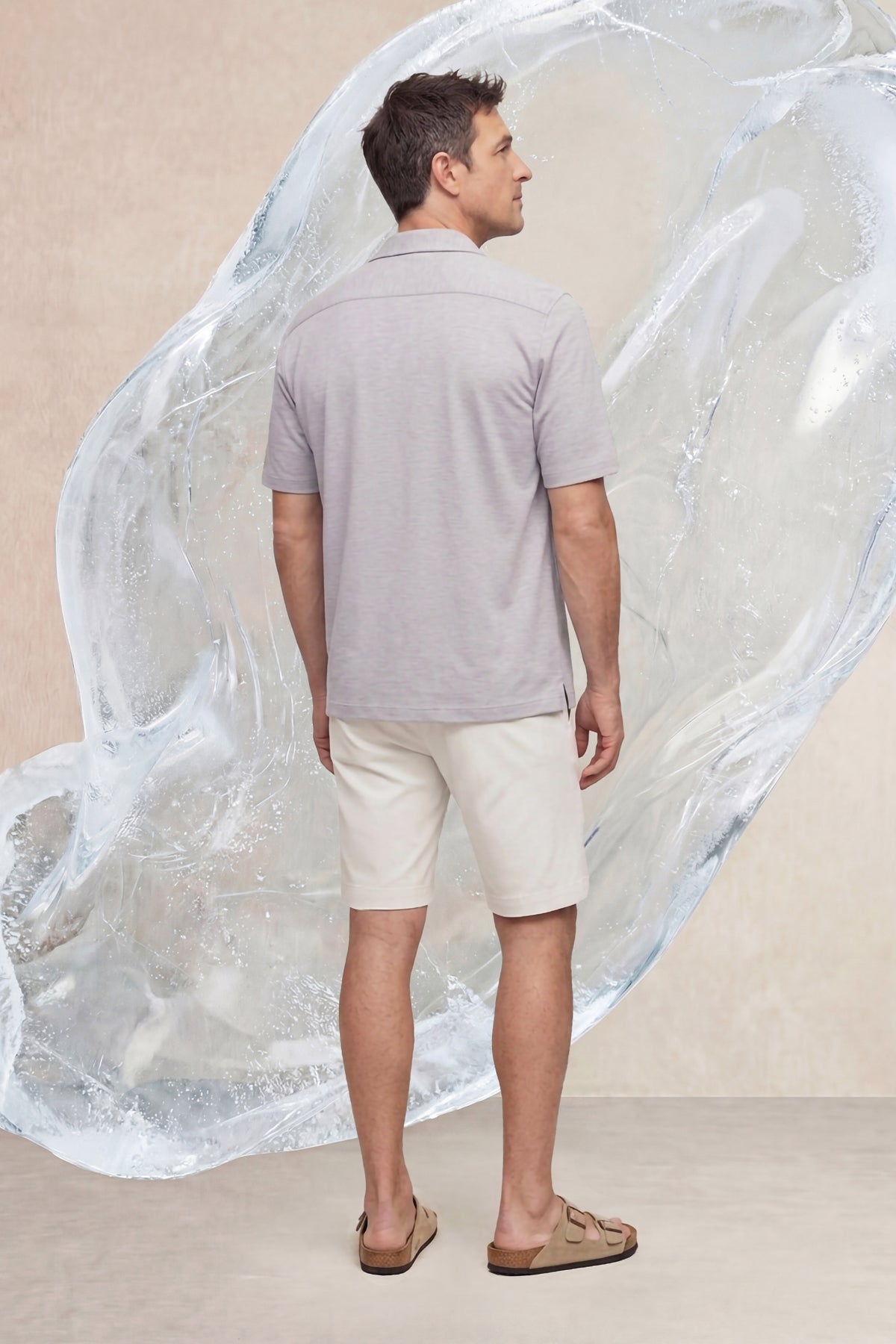 Camisa casual manga corta hombre bowling gris Ice