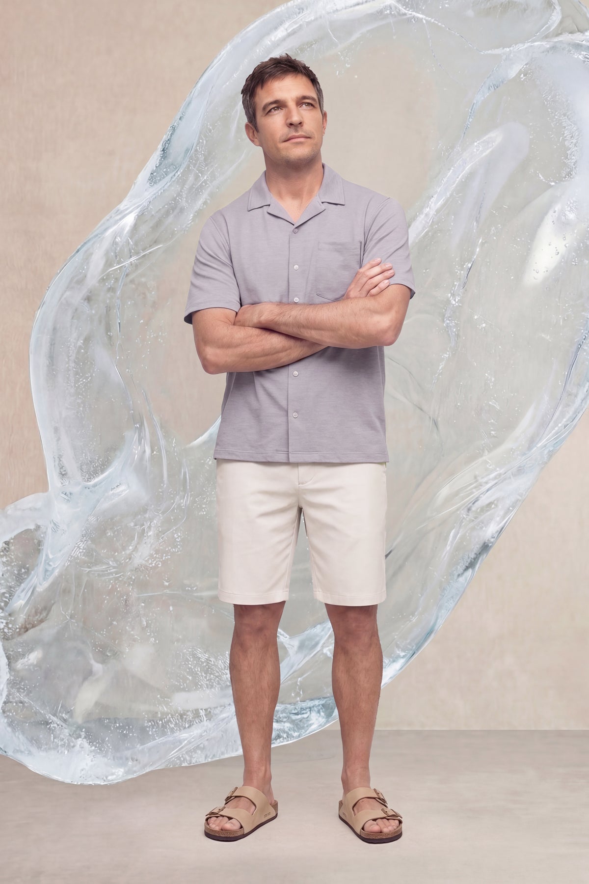 Camisa casual manga corta hombre bowling gris Ice