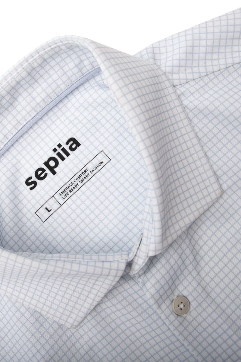 Camisa de vestir cuello cutaway hombre estampado cuadro gris regular cuello 