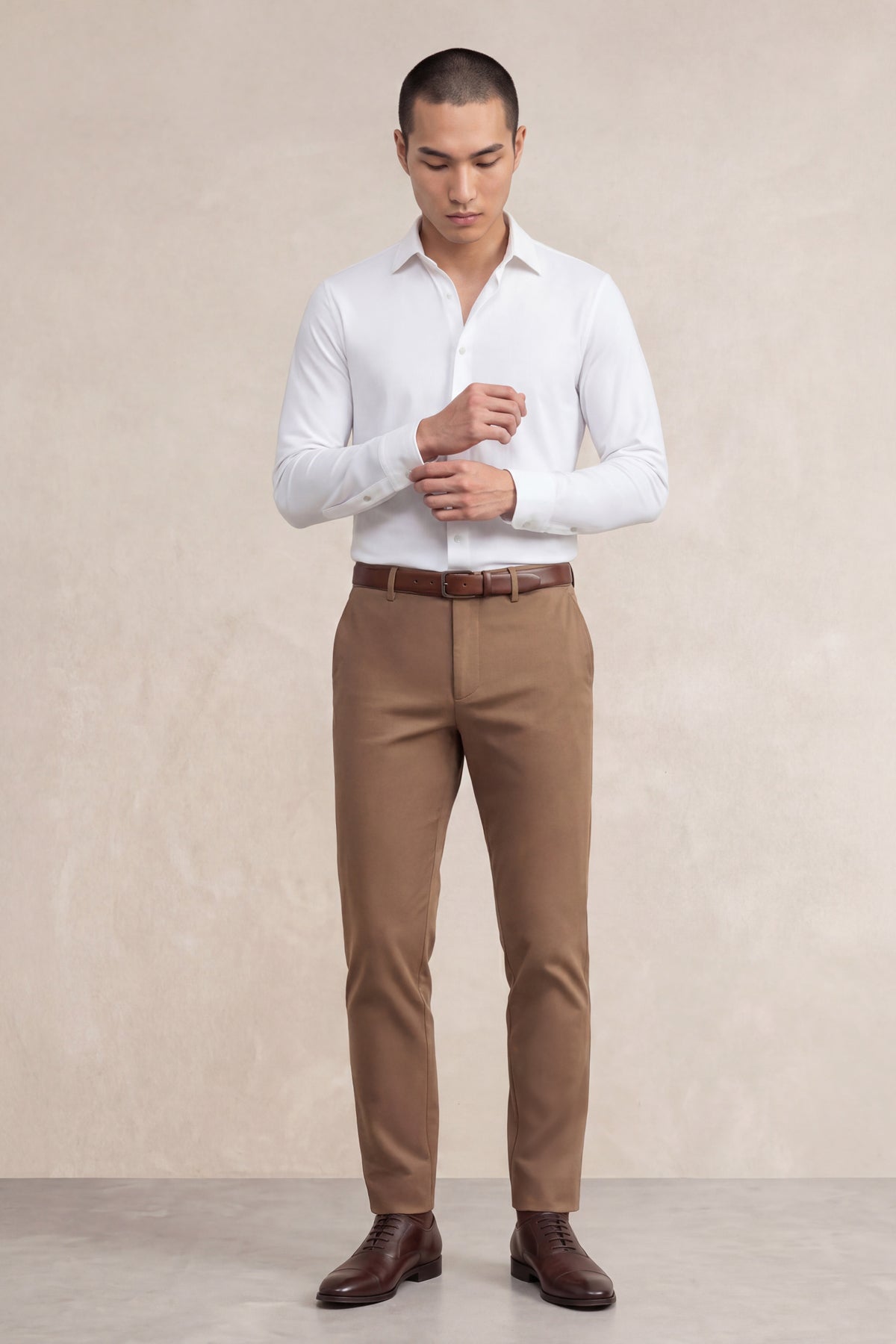 Camisa blanca slim de vestir hombre