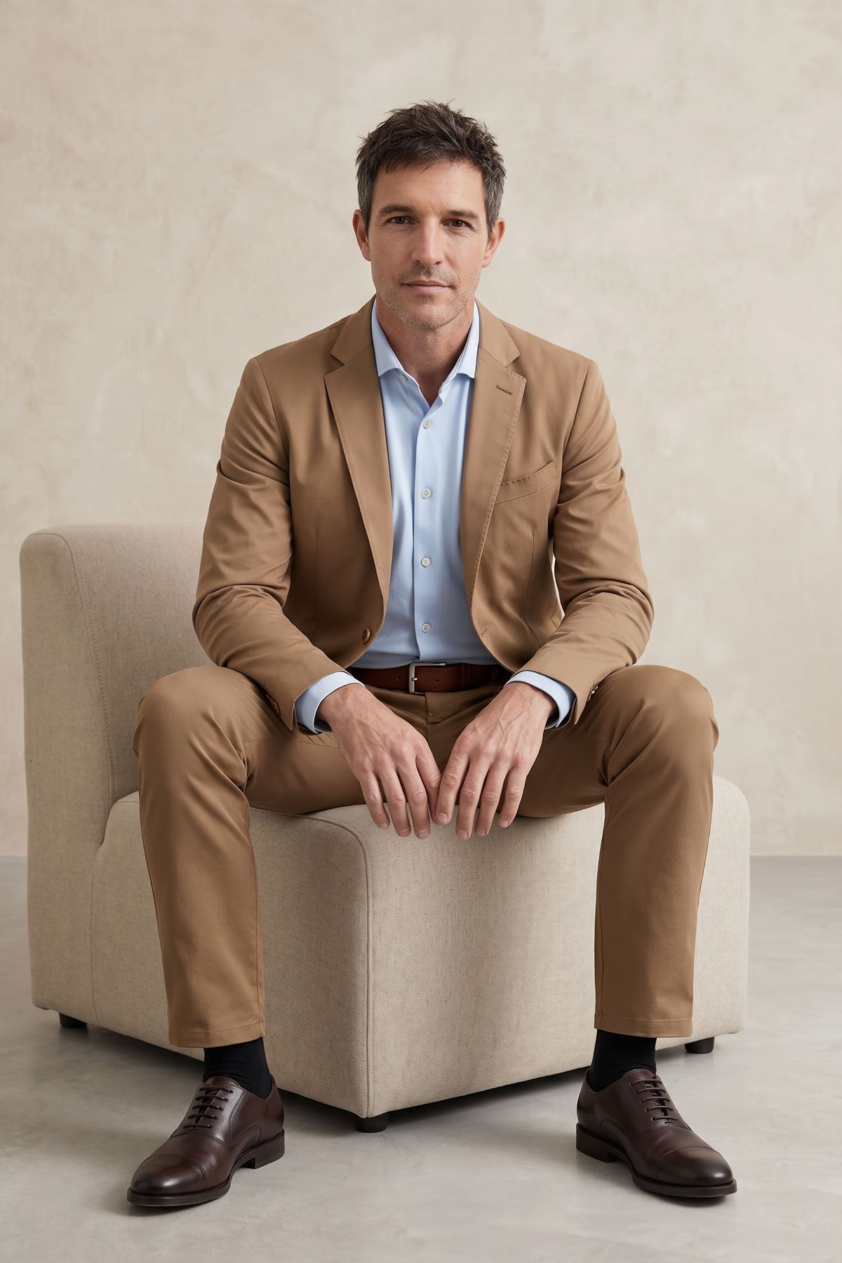 Camisa social masculina slim azul claro