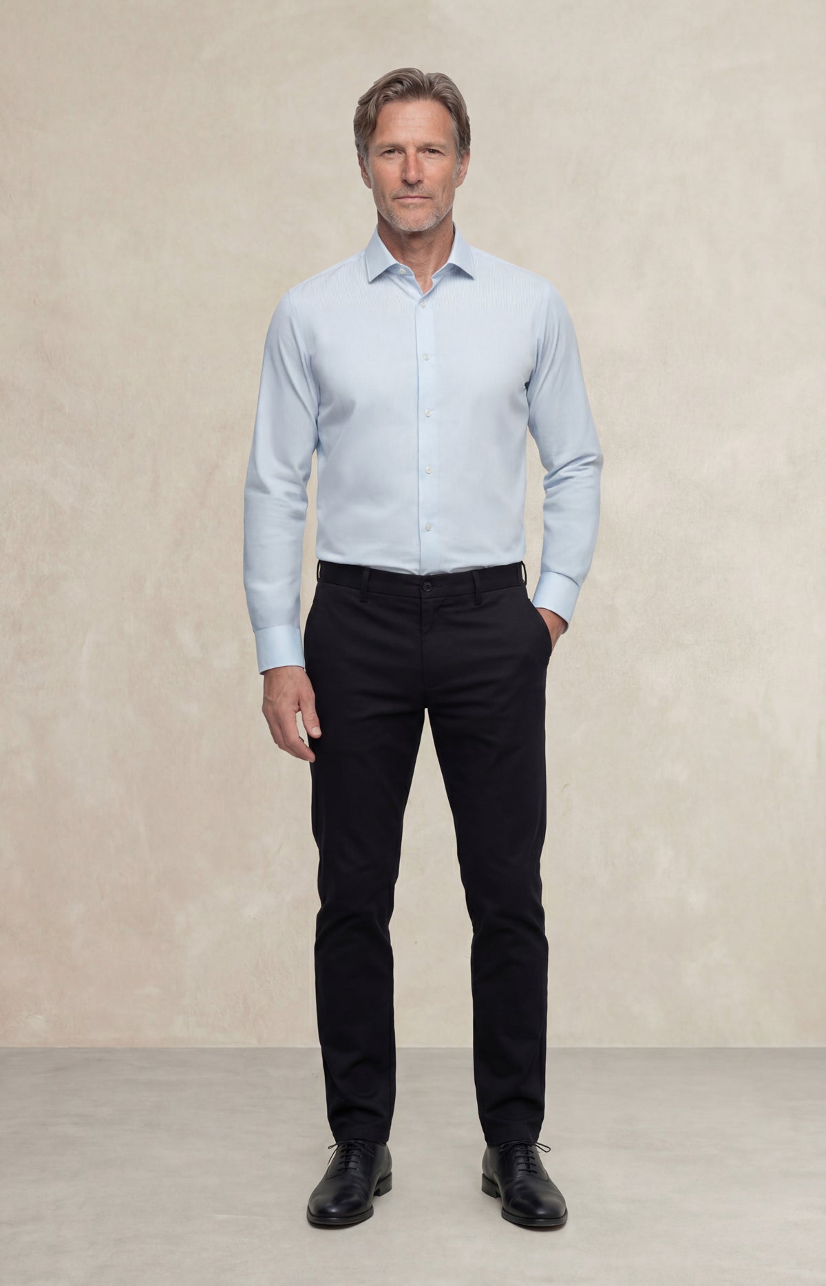 Camisa de vestir hombre estampado rayas azul marino regular total look