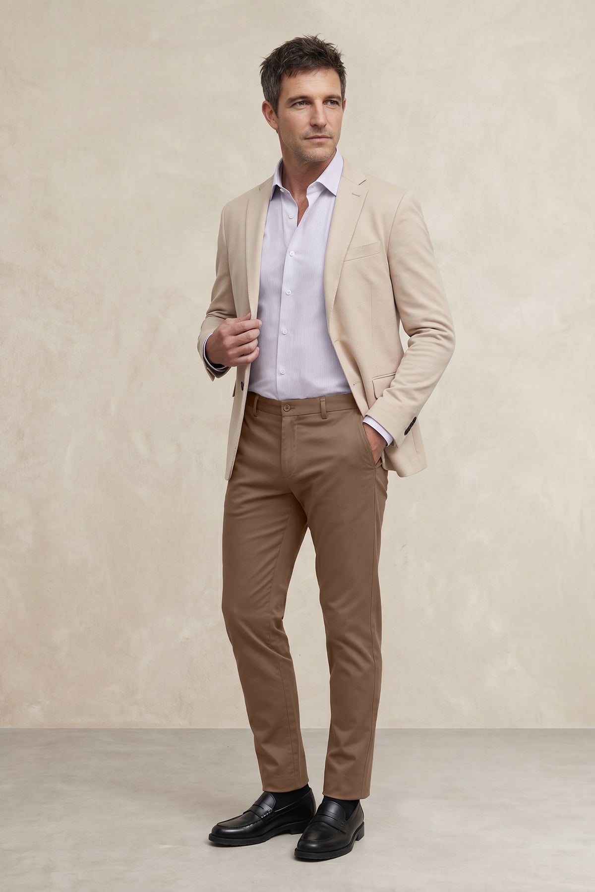 Camisa de vestir hombre estampado rayas morado regular