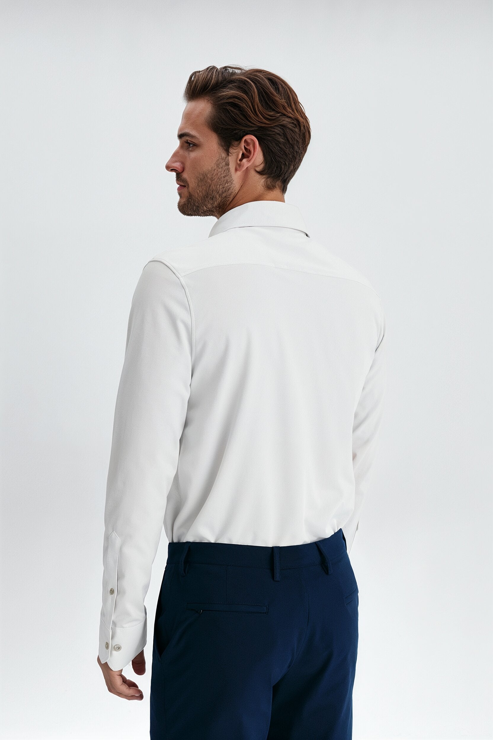 Camisa de vestir hombre blanca regular espalda