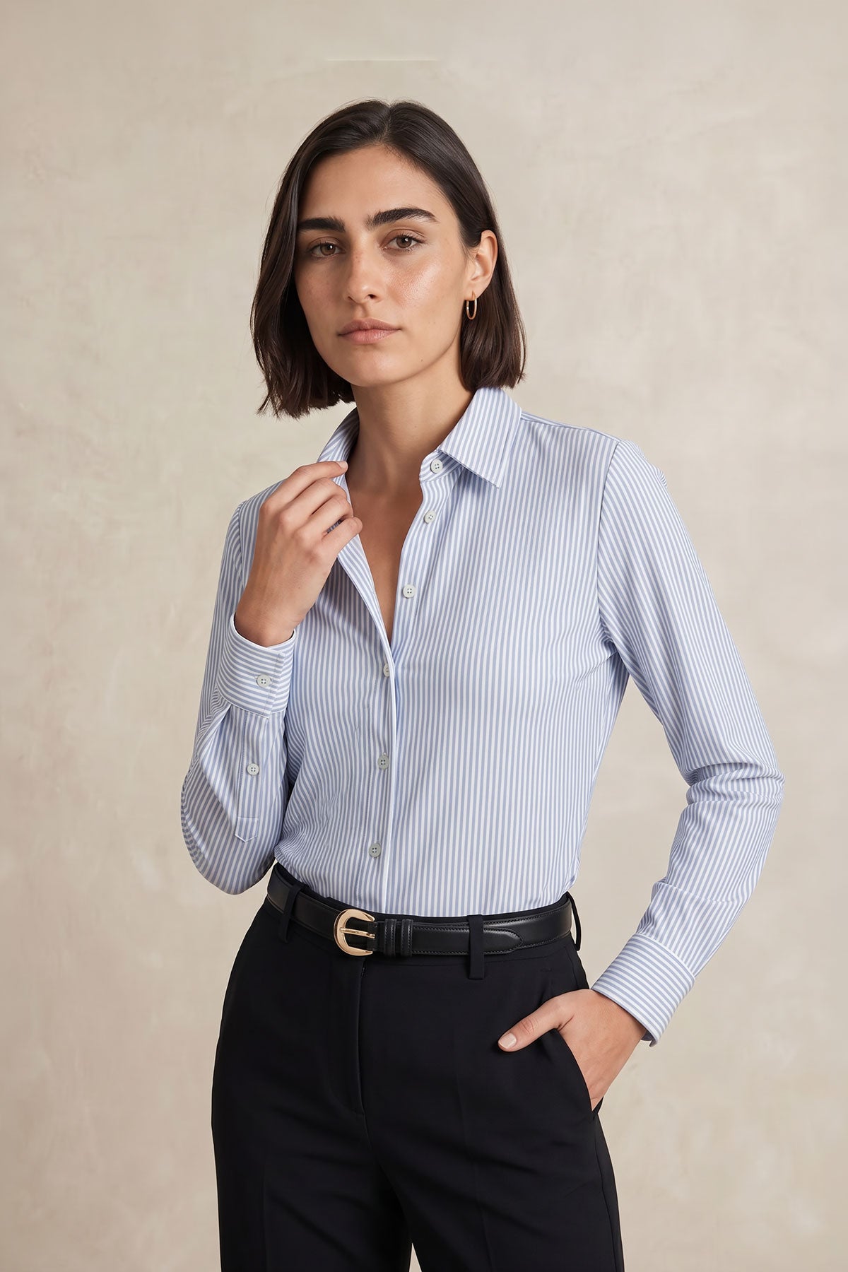 Camisa mujer slim azul claro