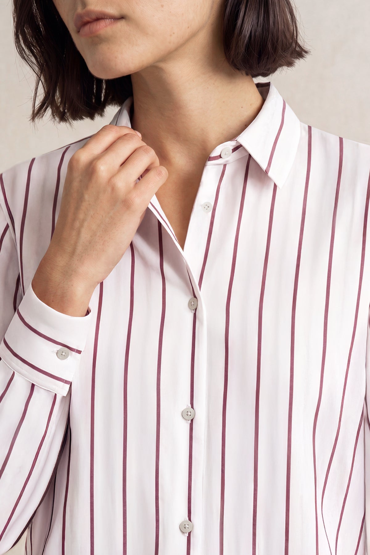 Camisa oversized mujer rayas granate