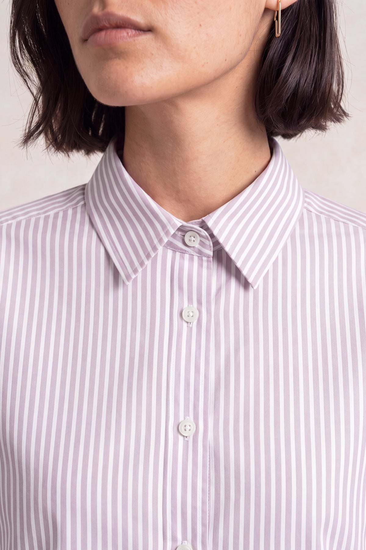 Camisa mujer formal over raya doble tono rosa