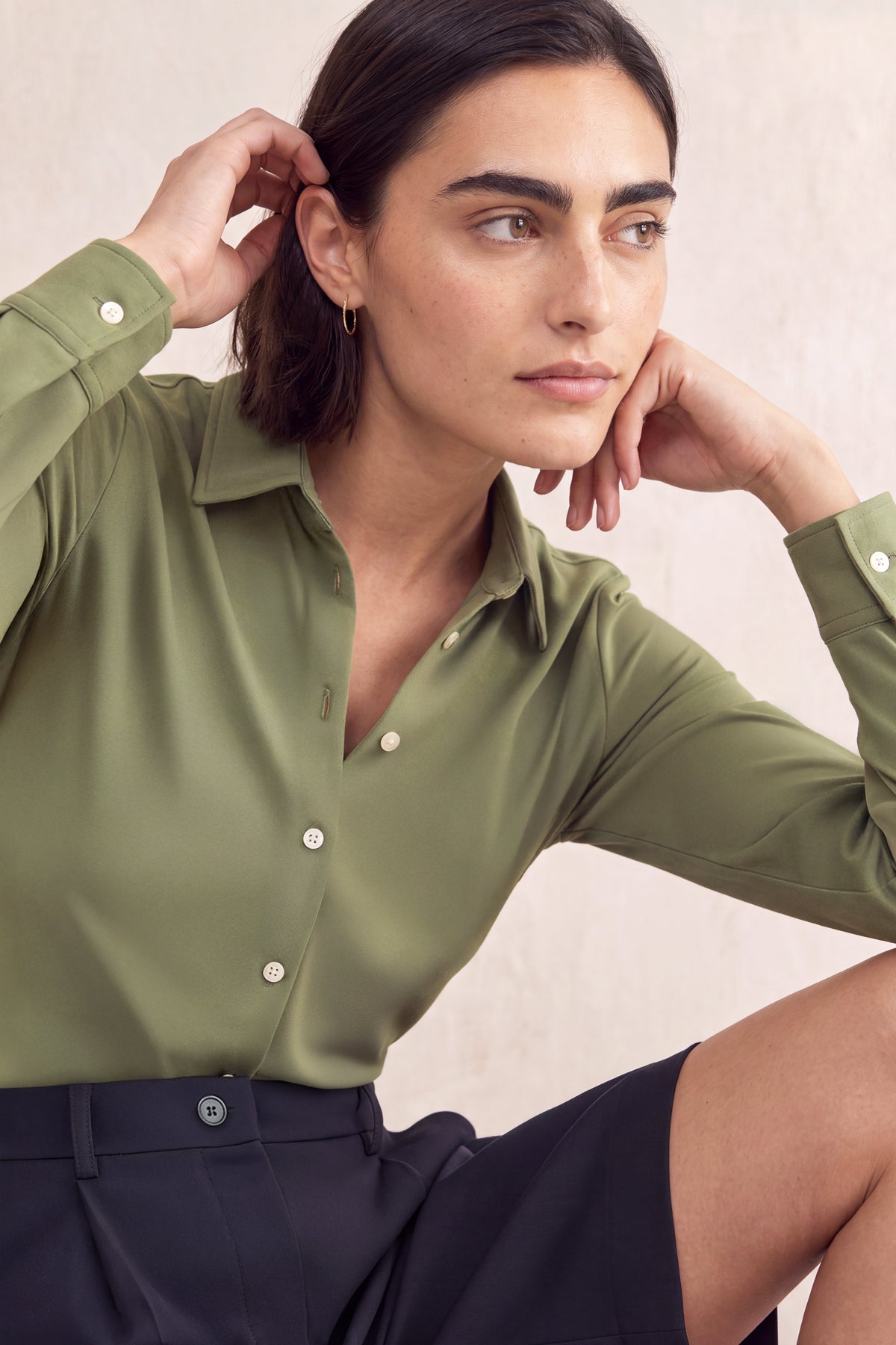 Camisa feminina slim verde malaquita