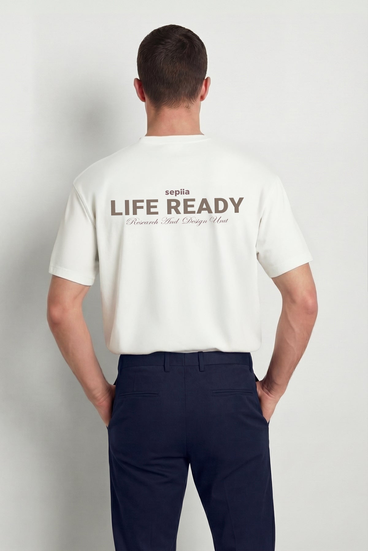 Camiseta hombre cuello redondo blanca Soft espalda