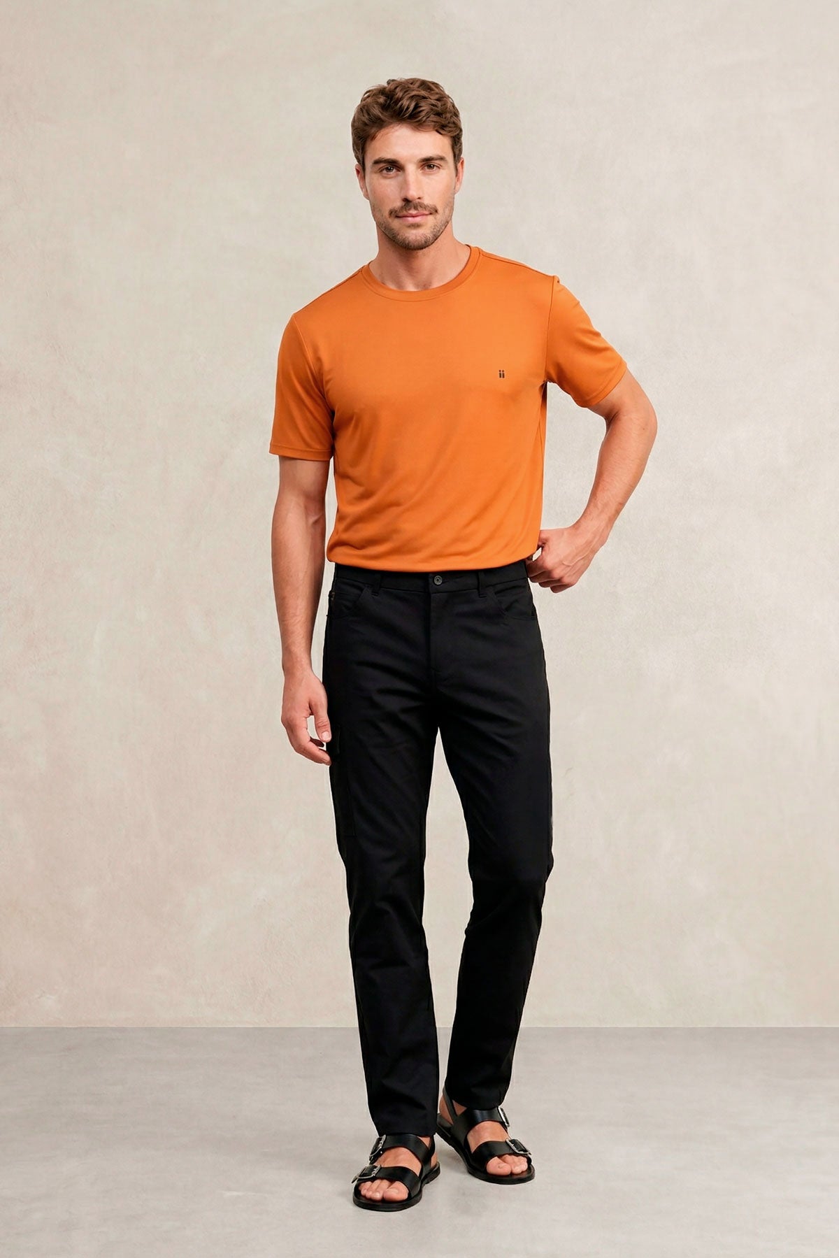 Camiseta hombre cuello redondo marrón Soft