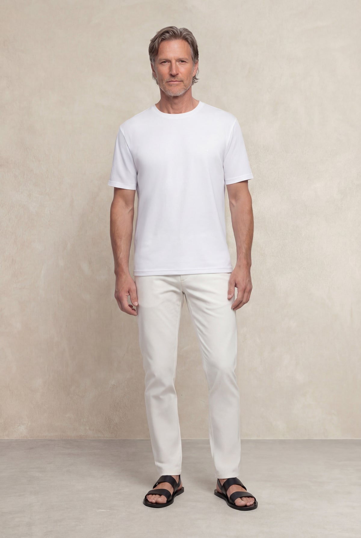 Camiseta hombre cuello redondo blanco Soft light