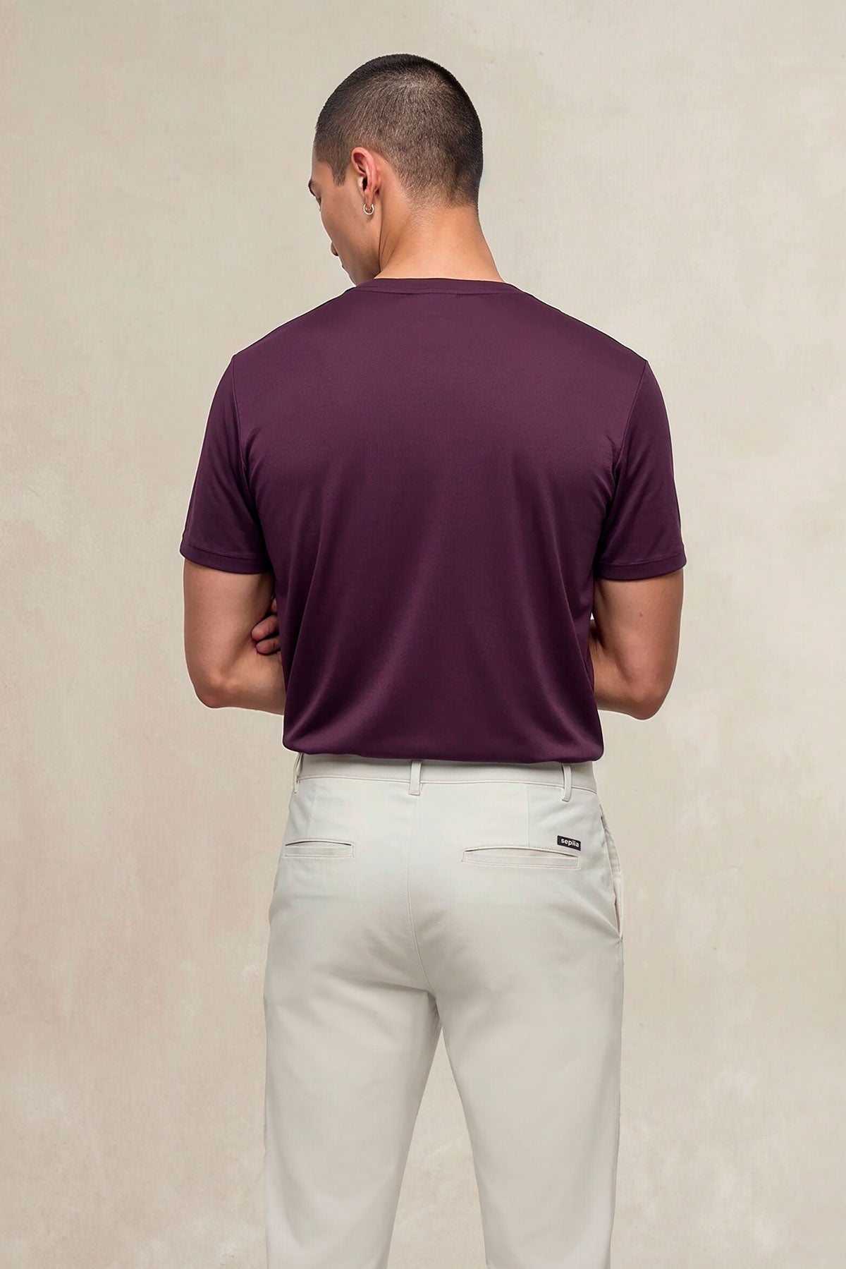 Men's purple crew neck T-shirt Soft