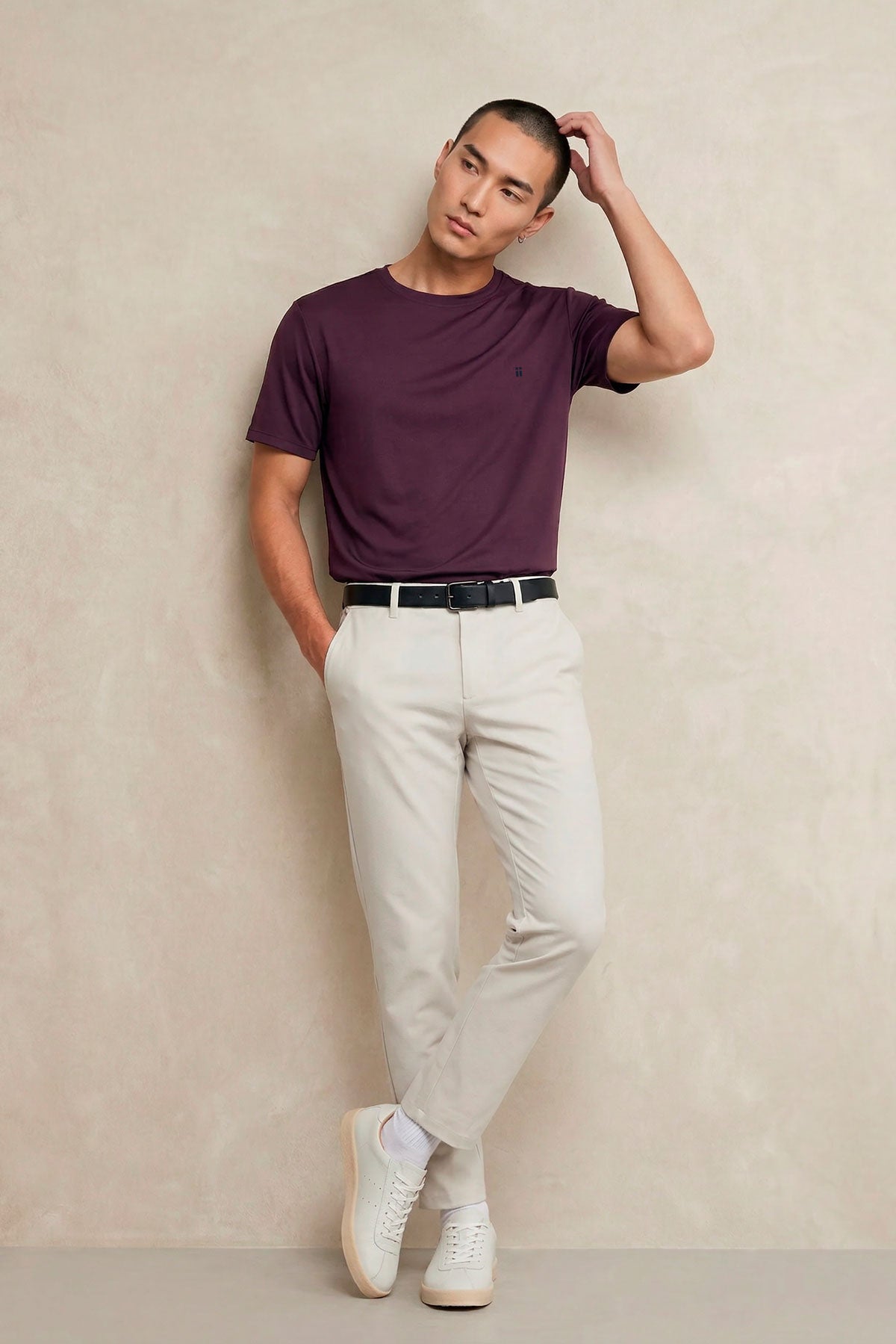 Camiseta hombre cuello redondo morado Soft