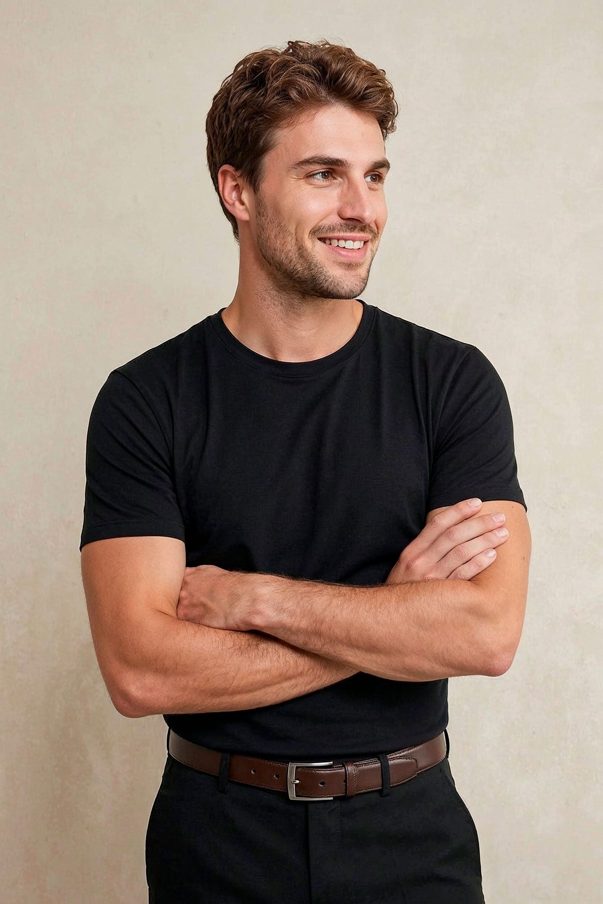 Camiseta hombre cuello redondo negro Soft light