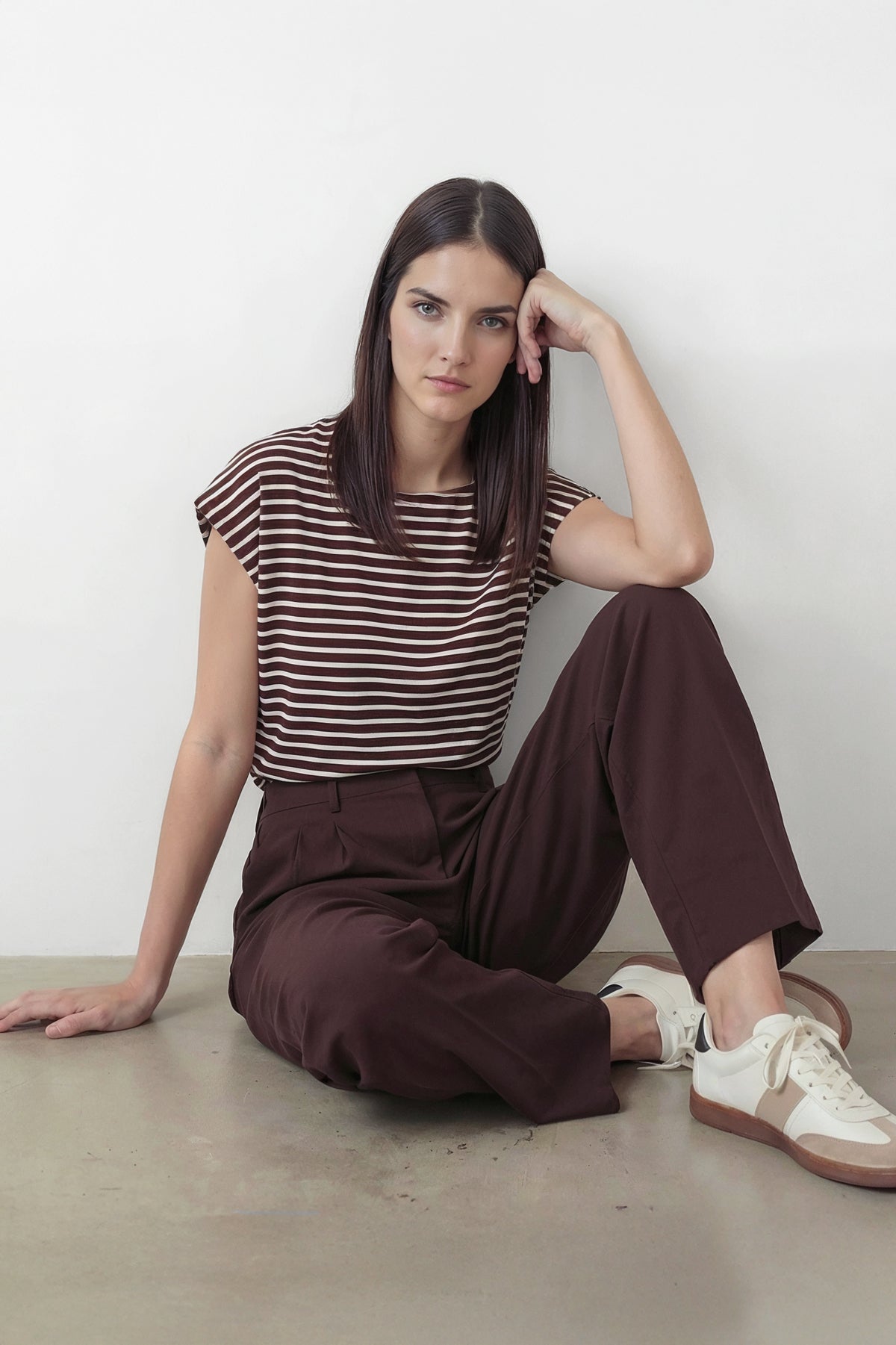 Camiseta mujer kimono raya truffle Soft total look
