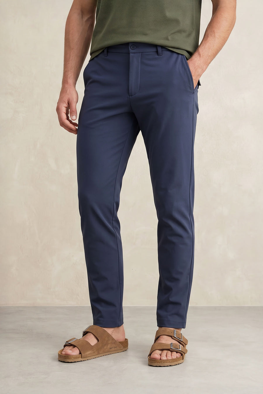 Calça chino homem Nova slim fit azul médio