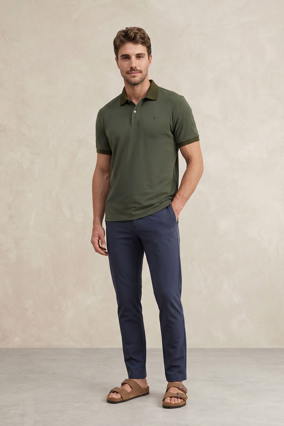 Calça chino homem Nova slim fit azul médio
