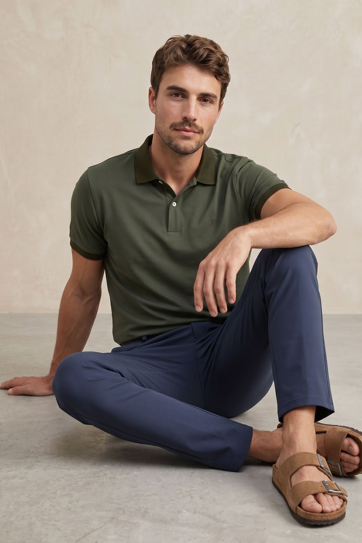 Calça chino homem Nova slim fit azul médio