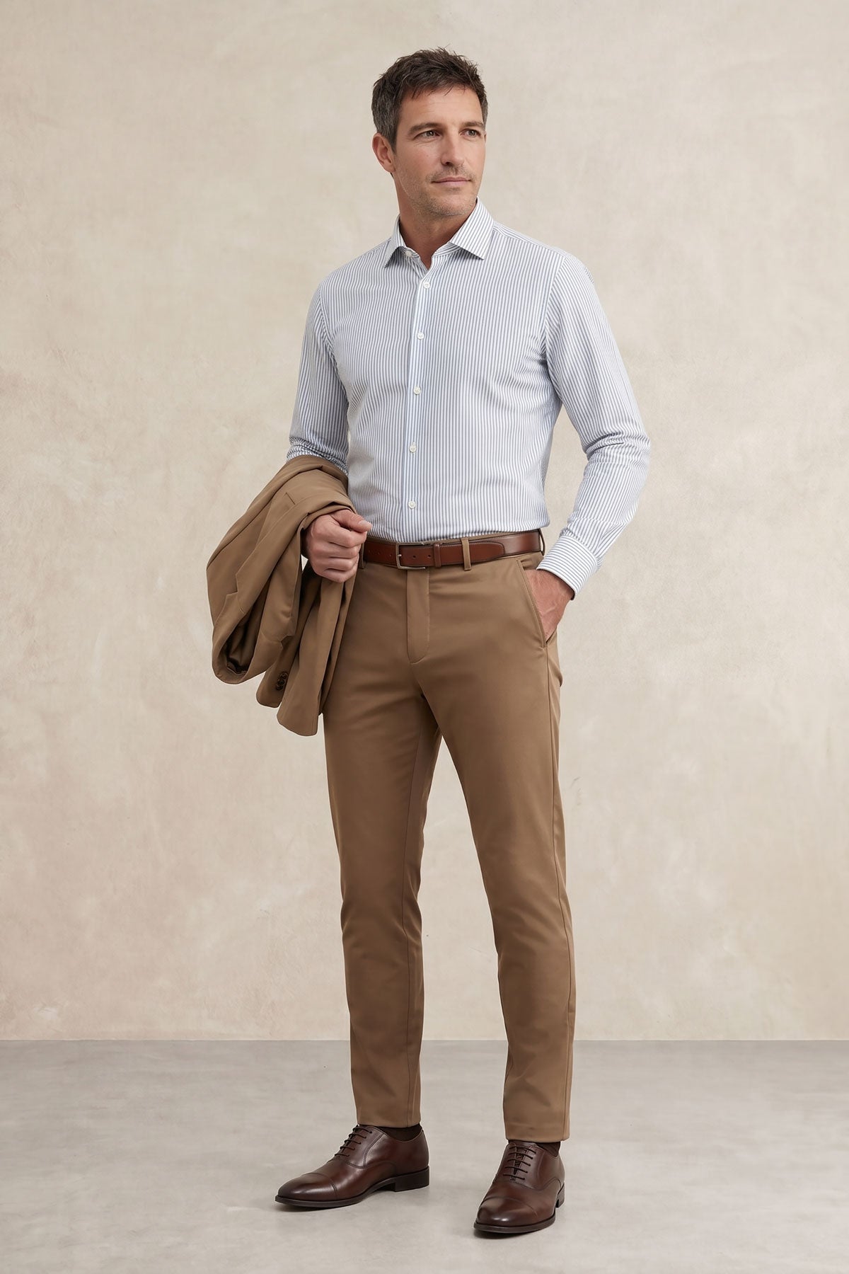 Pantalon chino hombre marrón slim Nova