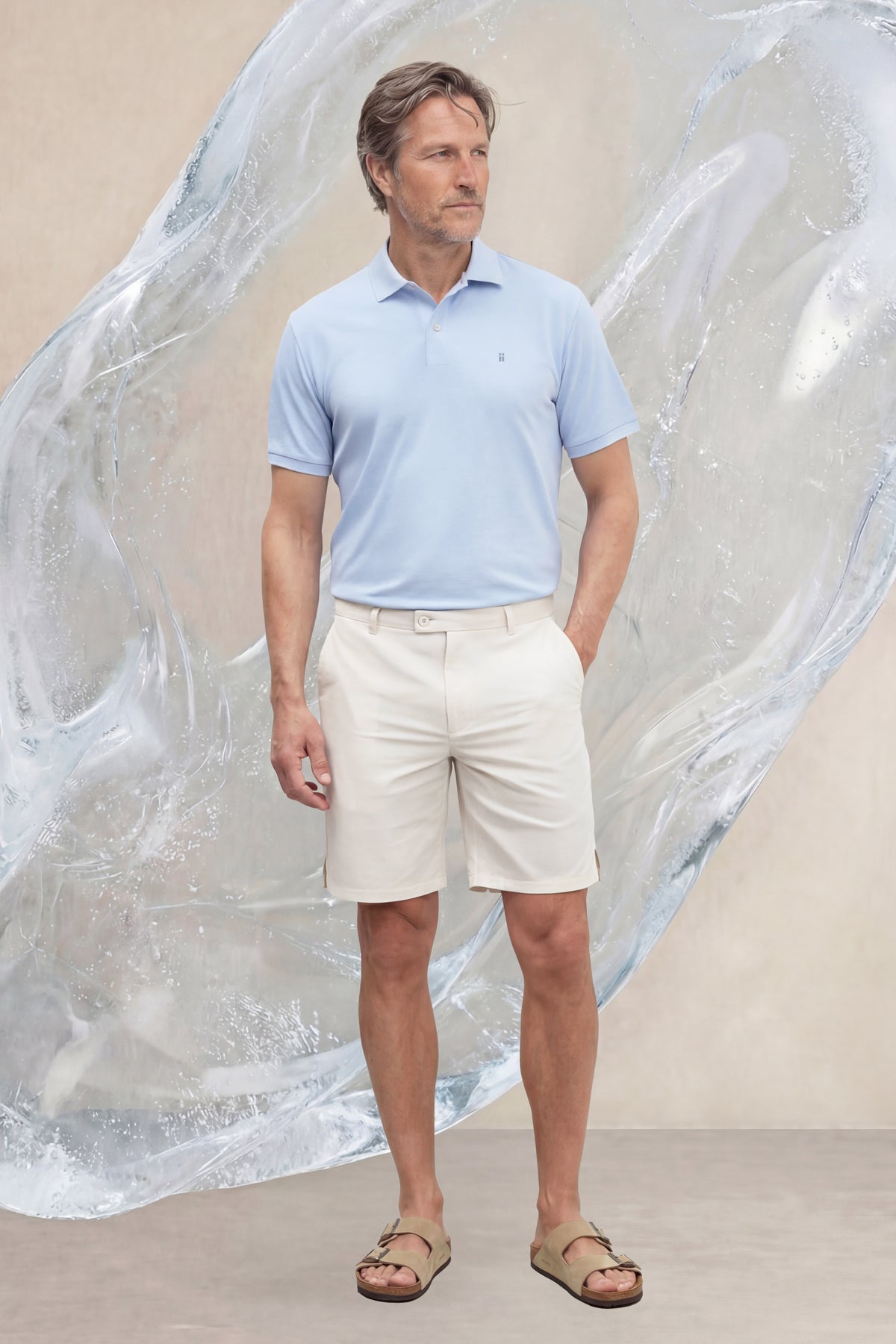 Polo manga corta hombre azul claro Ice