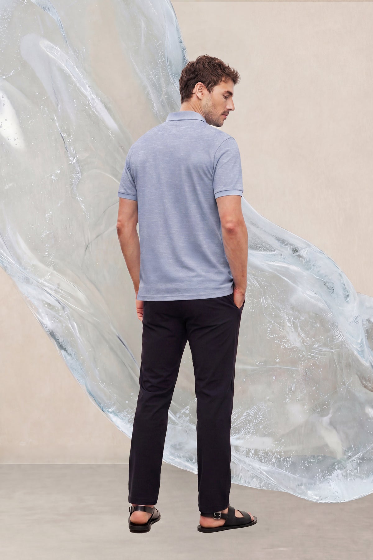 Polo manga corta hombre azul