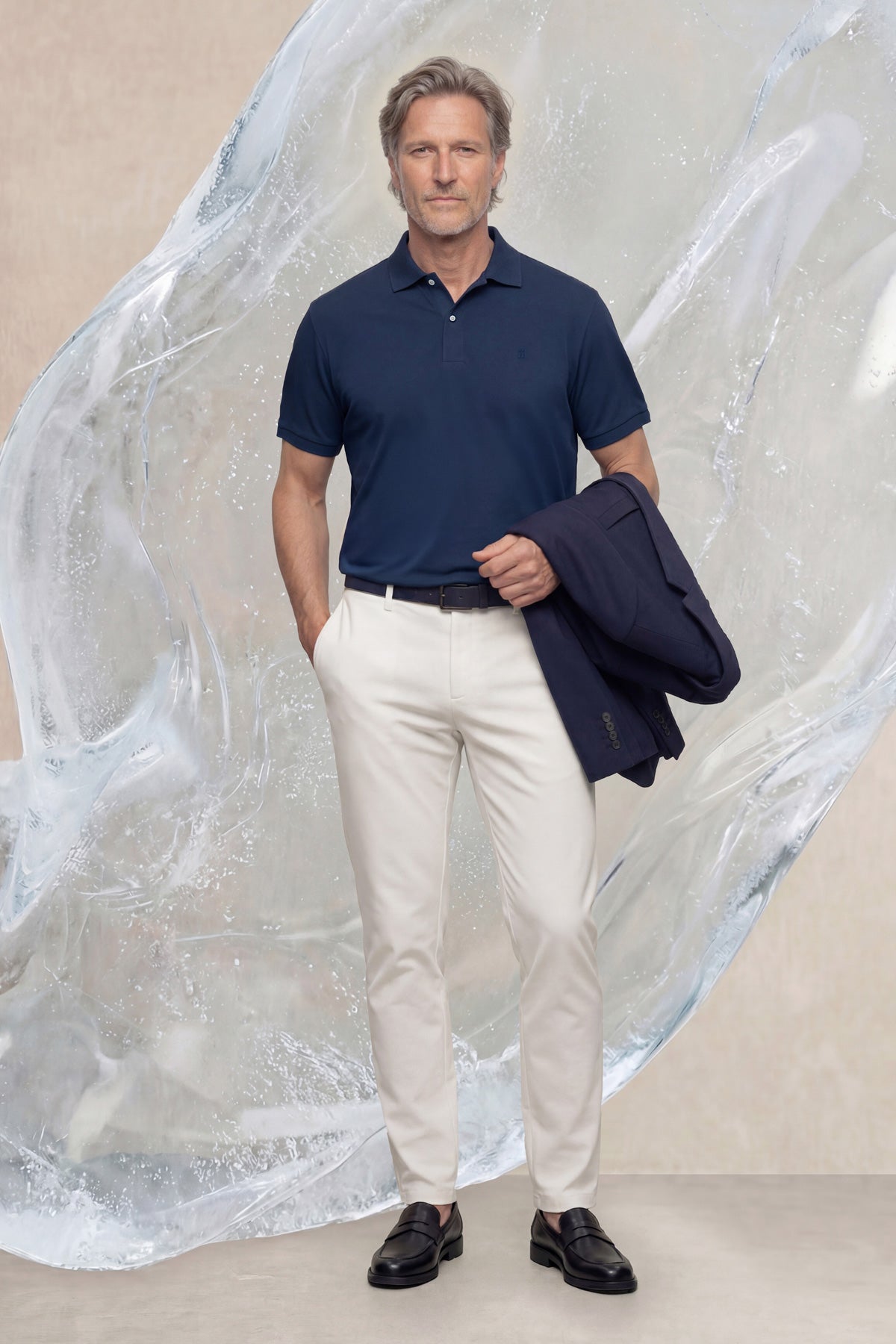 Polo manga corta hombre azul oscuro