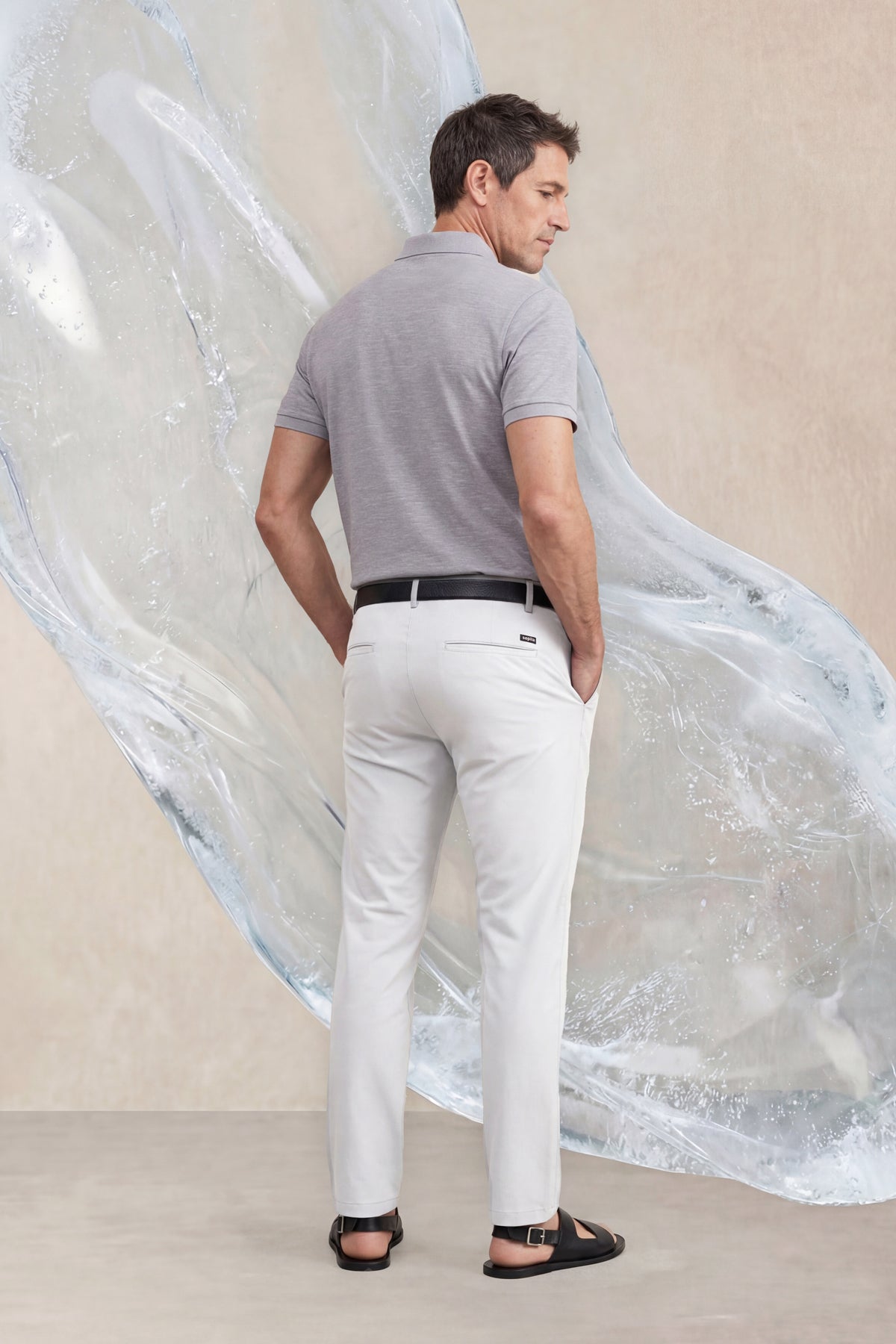 Polo manga corta hombre estampado gris Ice