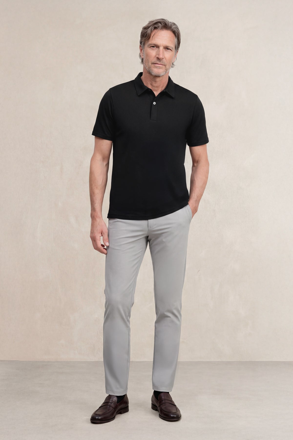 Polo manga corta hombre negro total look
