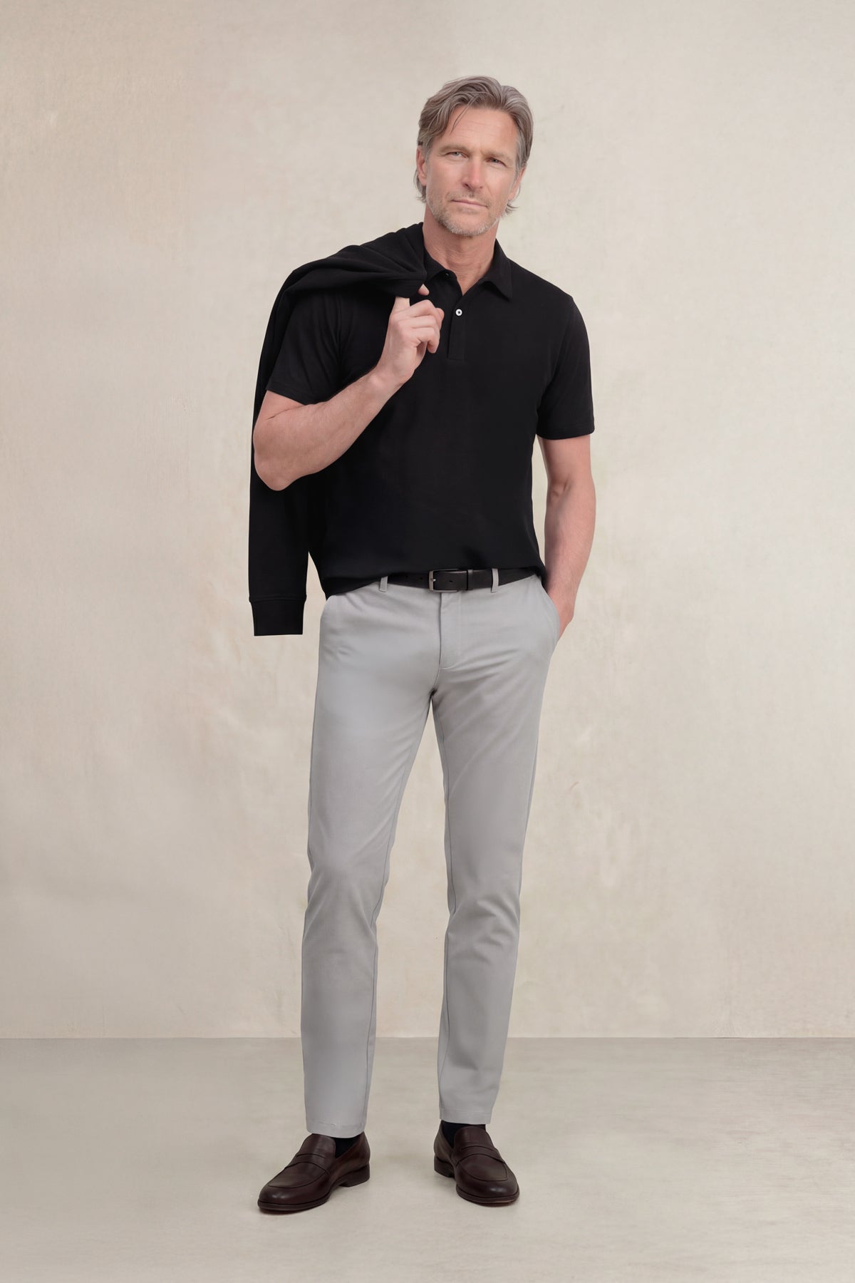 Polo manga corta hombre negro total look