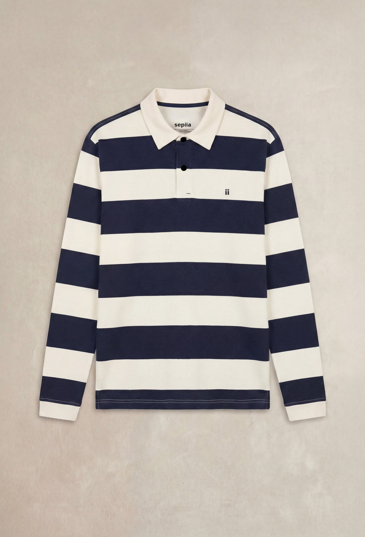 Polo manga larga hombre estampado rayas azul marino