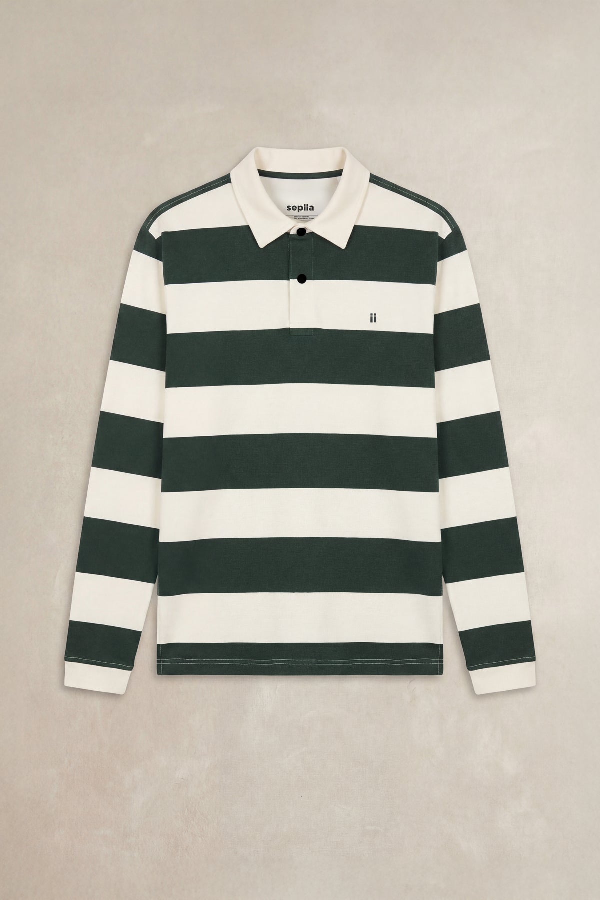 Polo manga larga hombre estampado rayas verde