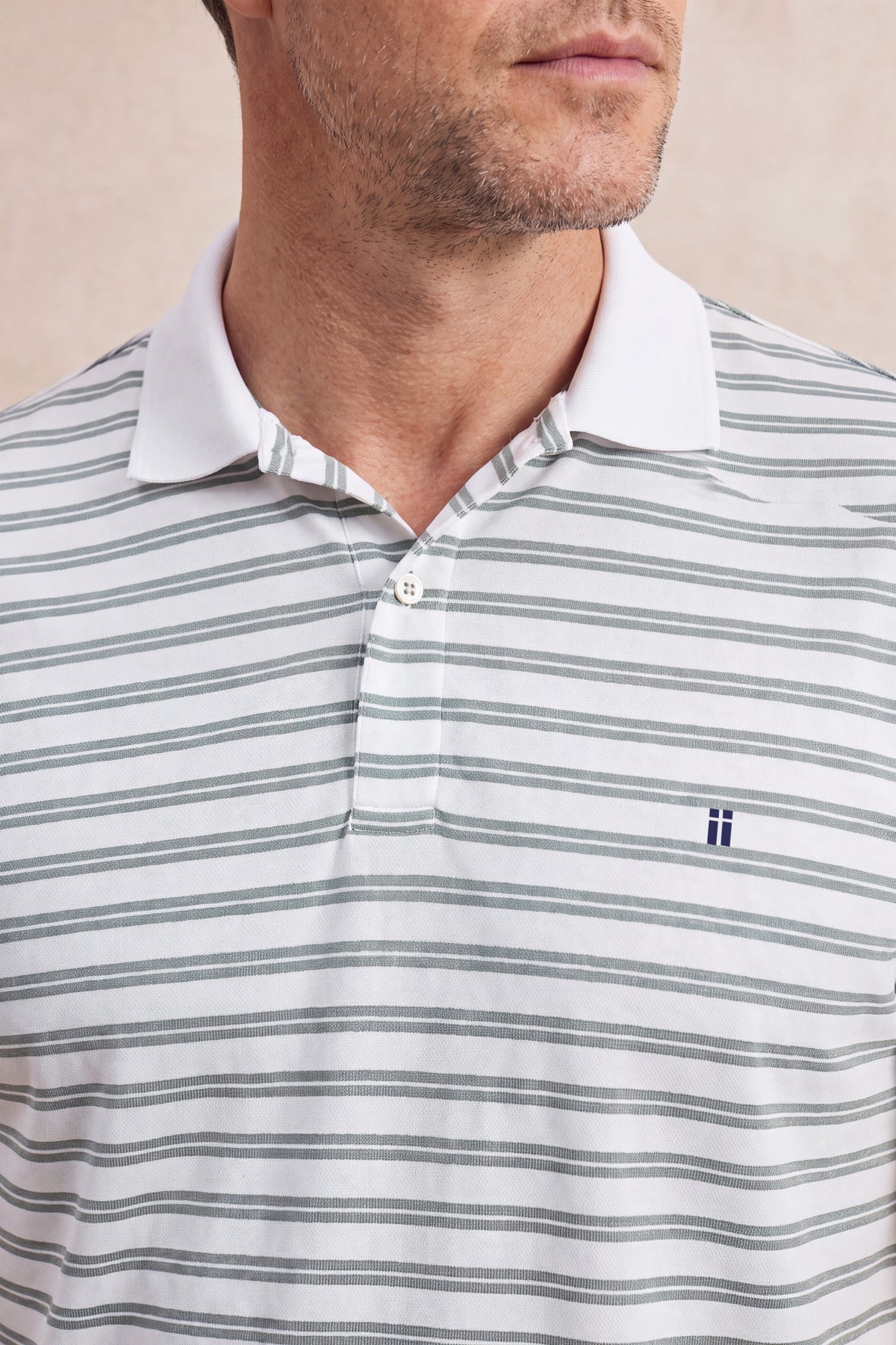 Polo rib rayas verdes manga corta hombre