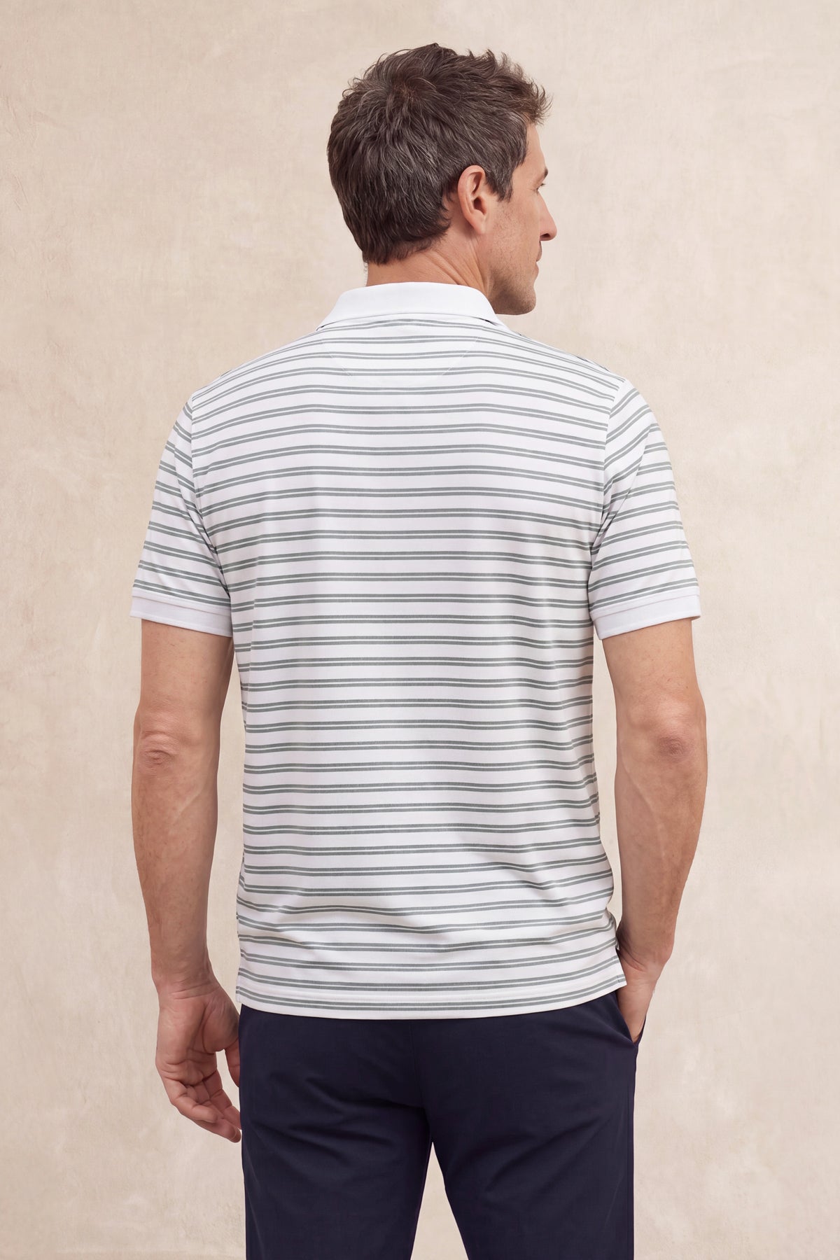 Polo rib rayas verdes manga corta hombre